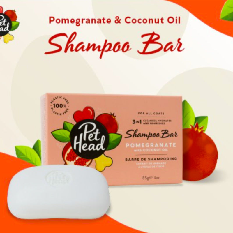 Pet Head Pomegranate 3-in-1 Shampoo Bar – Eco-Friendly & Nourishing (85g)
