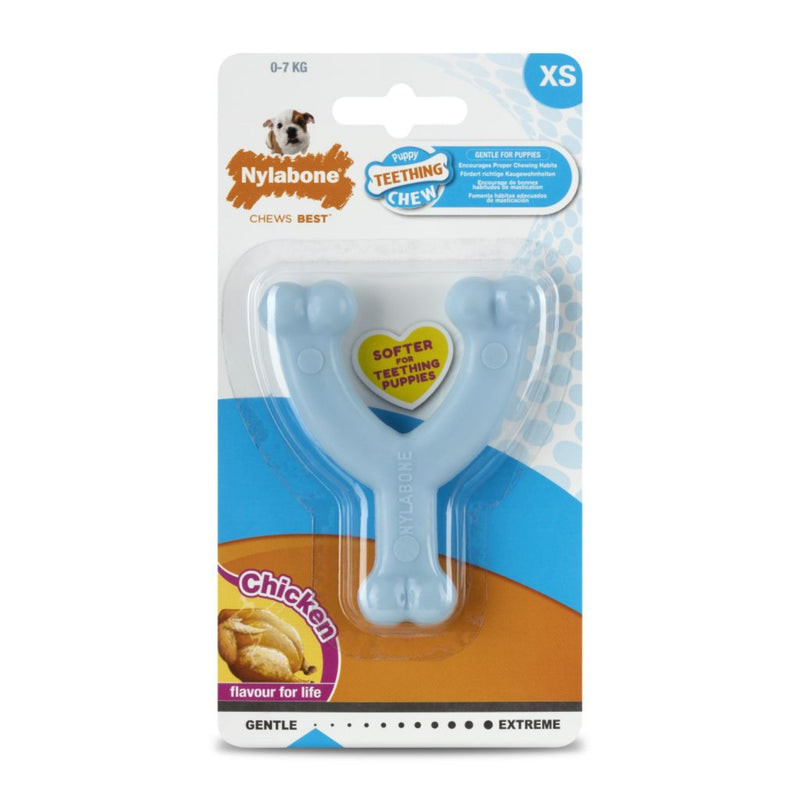 Nylabone Puppy Wishbone Teething Chicken Flavour Dog Chew Toy