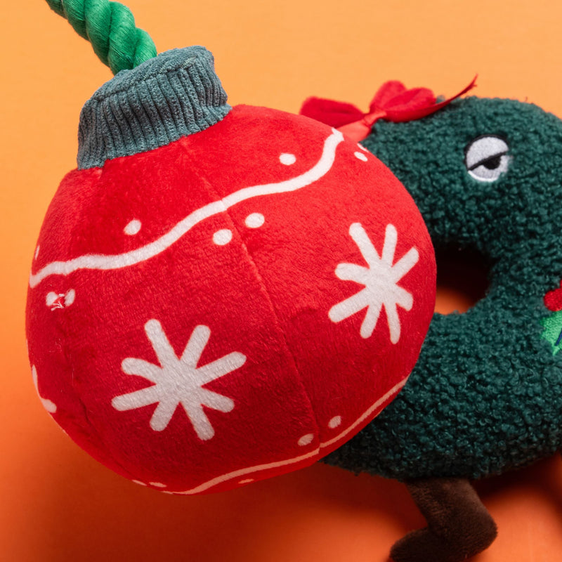Dog's Life Festive Ornament Plush & Rope Dog Toy