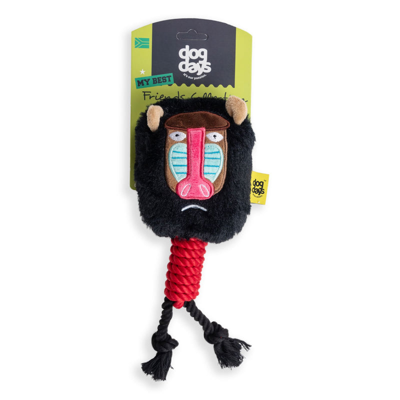 Dog Days Baboon with Rope Legs Dog Toy with Squeaker