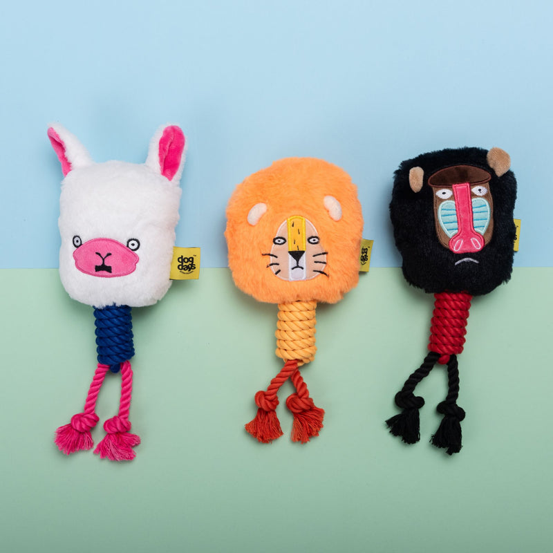 Dog Days Baboon with Rope Legs Dog Toy with Squeaker