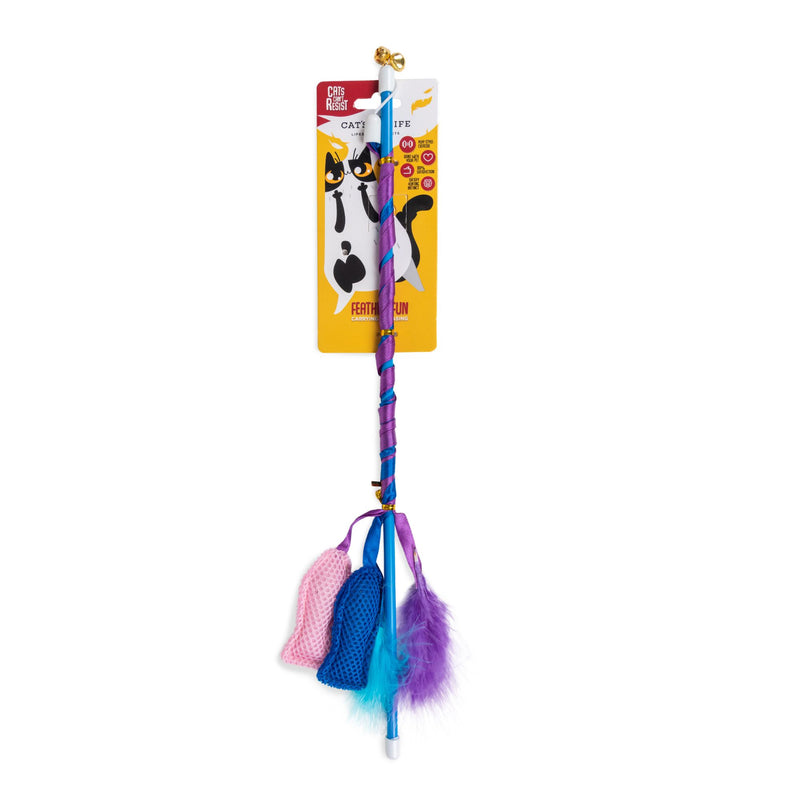 Cat’s Life Dangler Fish & Feather Wand Cat Toy, 55cm