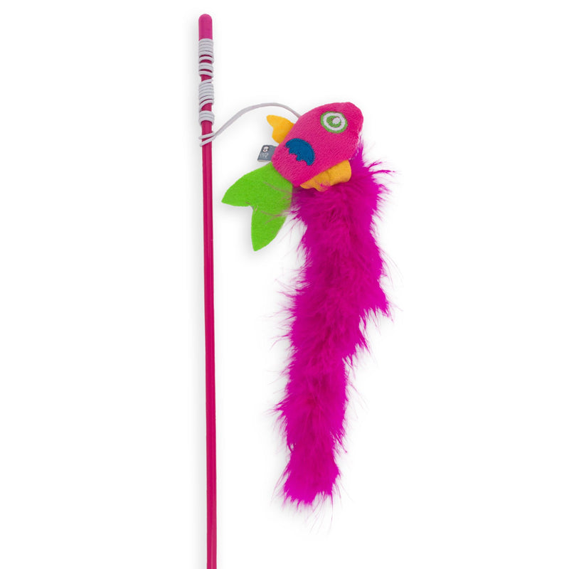 Cat’s Life Cat Dangler Fish Toy Fluffy Hot Pink Feather, 24cm