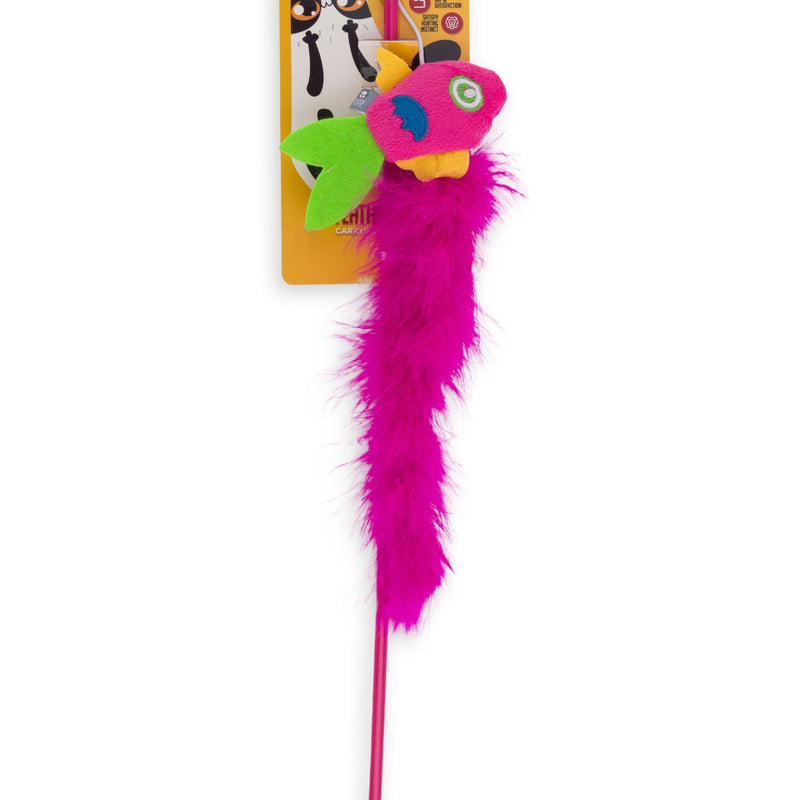 Cat’s Life Cat Dangler Fish Toy Fluffy Hot Pink Feather, 24cm