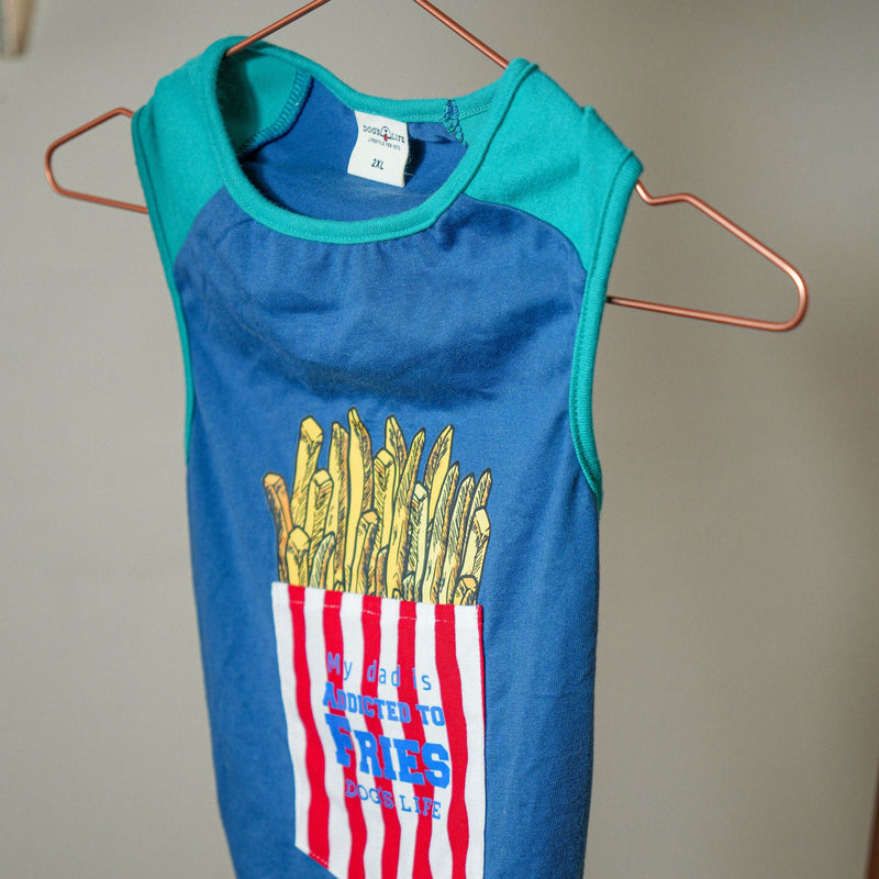 Dog's Life "My Dad is Addicted to Fries" Doggy Tee Cotton Dog Shirt