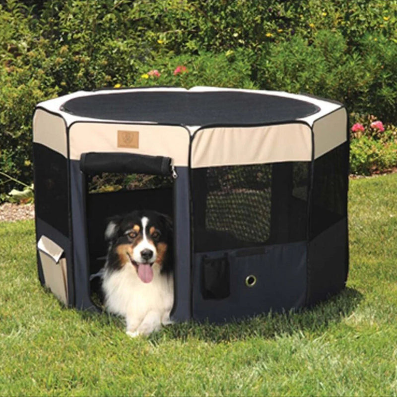 Petmate Precision Soft Side Play Yard – Foldable Water-Resistant Playpen for Pets