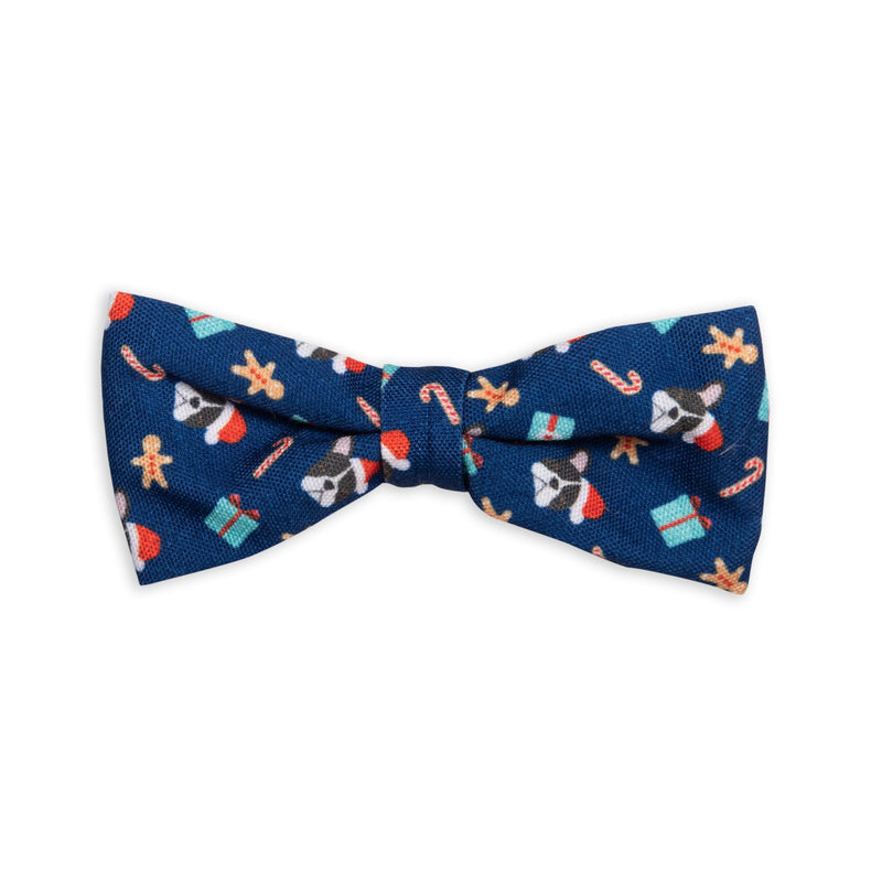 Dog’s Life Bow Tie – Christmas Frenchie Navy