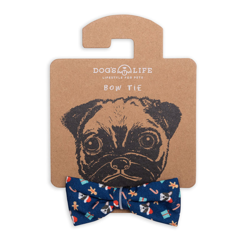 Dog’s Life Bow Tie – Christmas Frenchie Navy