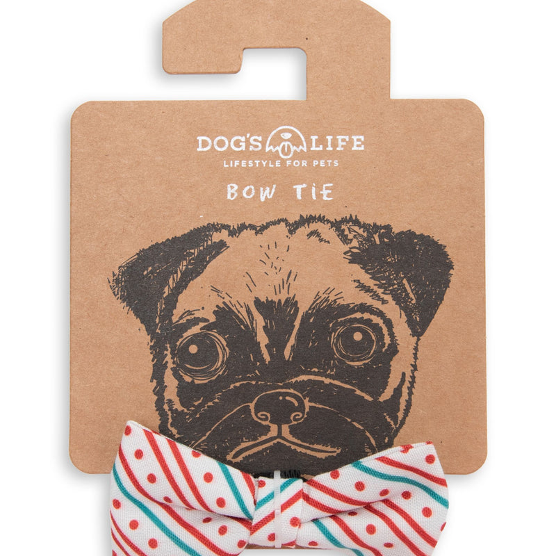 Dog’s Life Bow Tie – Candy Stripe White