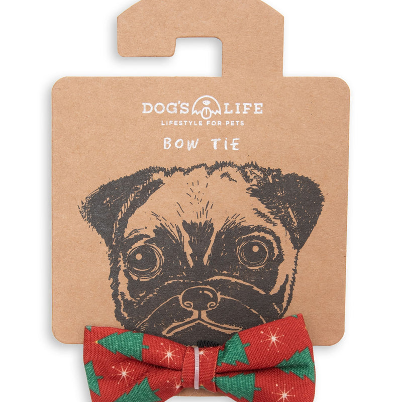 Dog’s Life Bow Tie – Christmas Trees Red