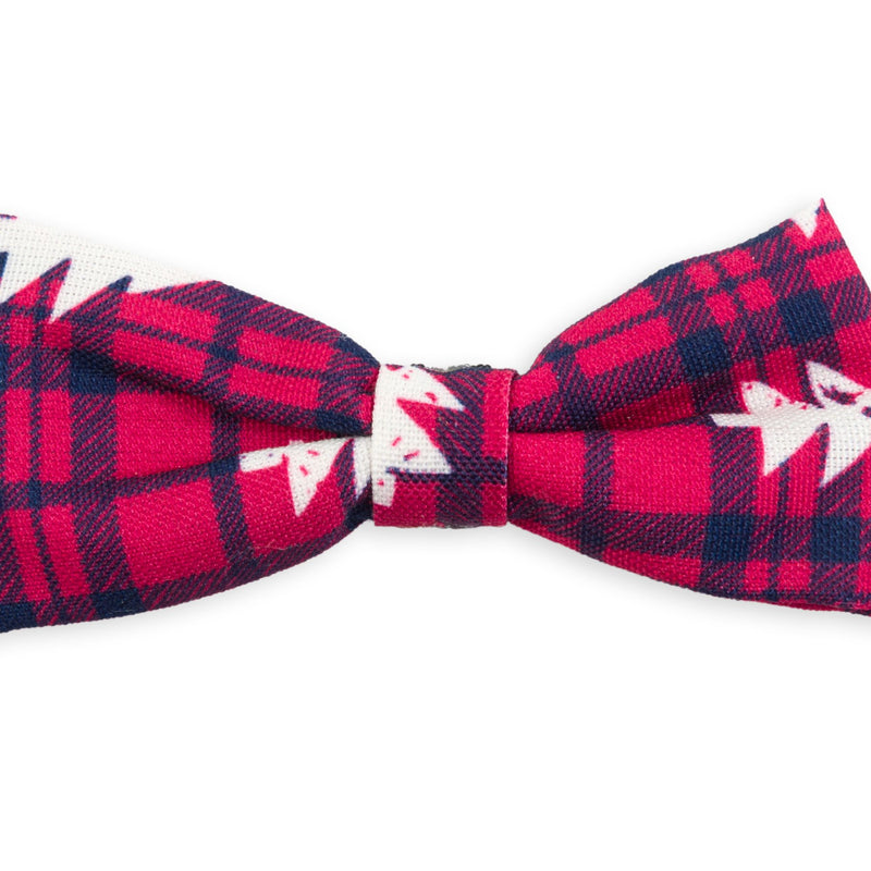 Dog’s Life Bow Tie – Plaid & Trees Red