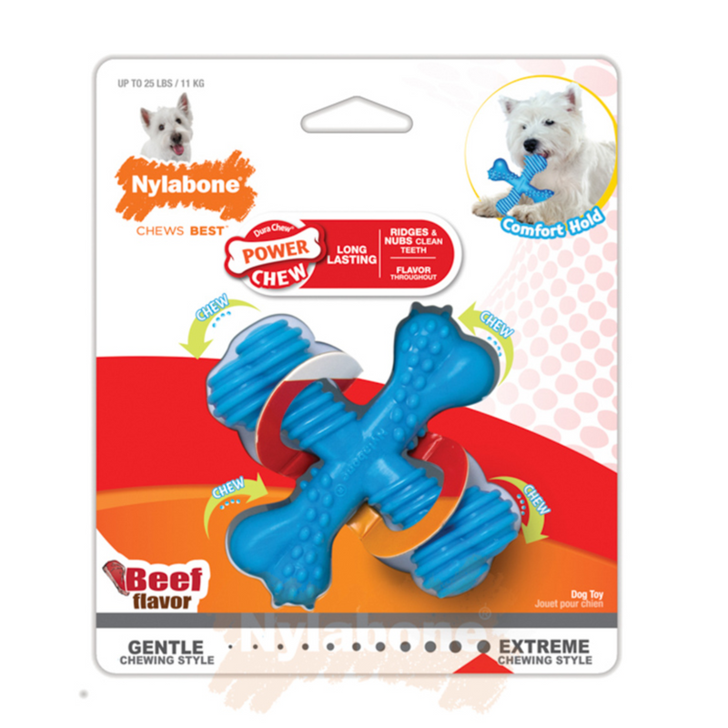Nylabone Puppy X-Shaped Teething Chew – Beef Flavoured