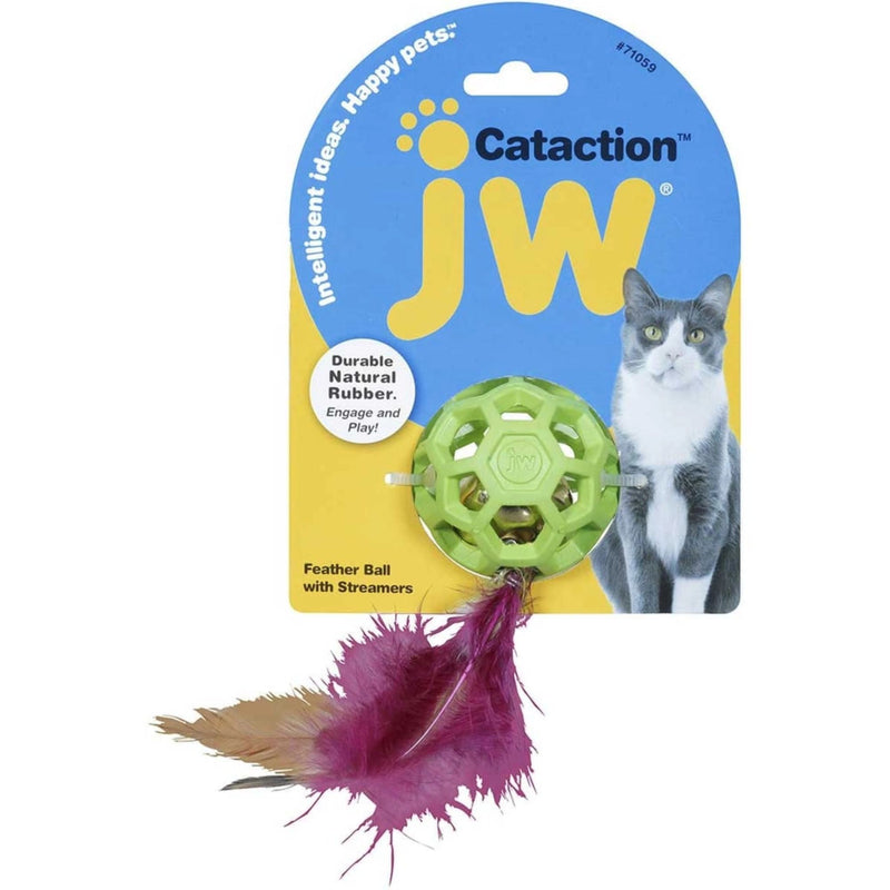 JW Cataction Feather Ball Cat Toy with Bell