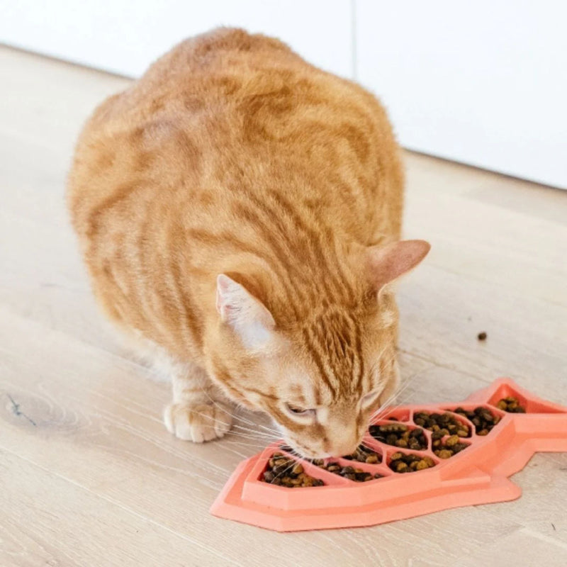 Outward Hound Cat Fishy Fun Feed Mat – Red