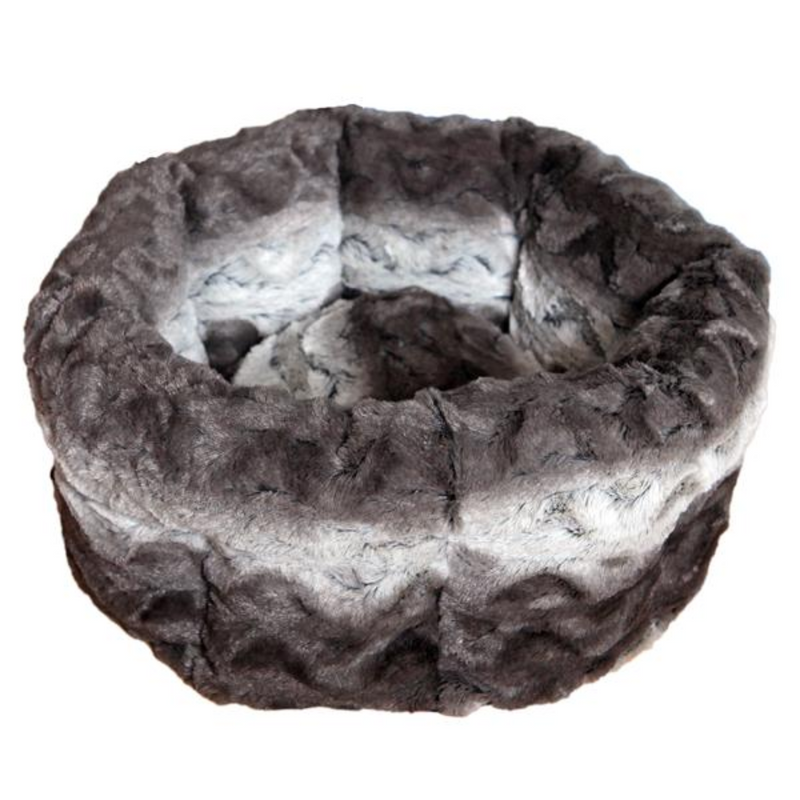 Rosewood Grey & Cream Snuggle Plush Oval Bed – 38cm
