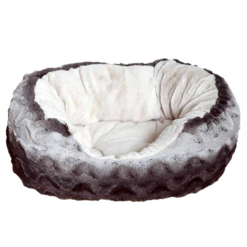 Rosewood Snuggle Plush Oval Bed – Grey & Cream