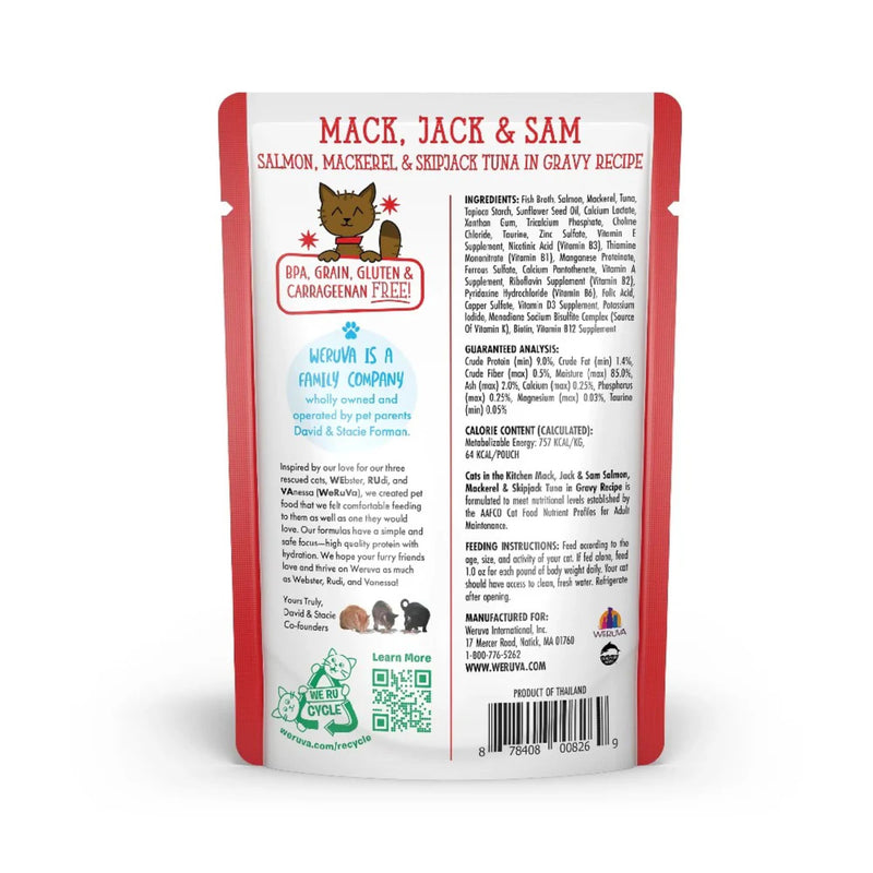 Weruva Cats in the Kitchen Mack, Jack and Sam - Salmon, Mackerel & Skipjack Tuna in Gravy