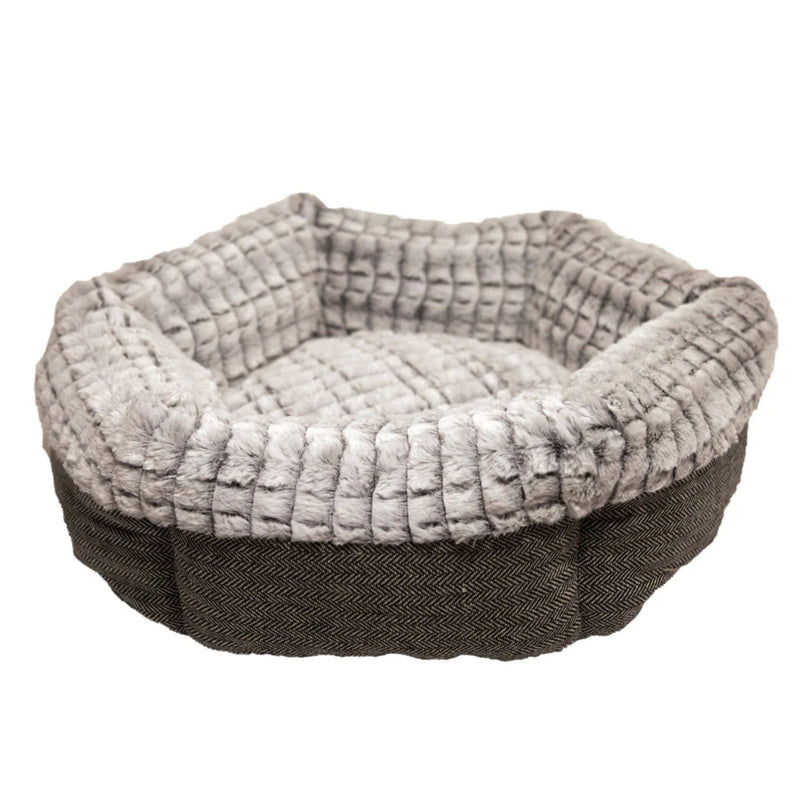 Rosewood Tweed & Plush Round Cat Bed – 48cm