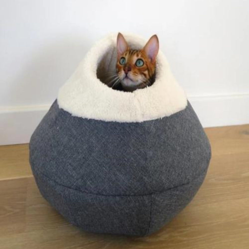 Rosewood Cozy Round Plush Cave Cat Bed