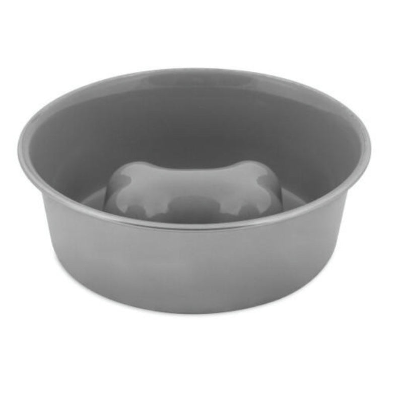 Petmate Painted Stainless Steel Slow Feed Bowl