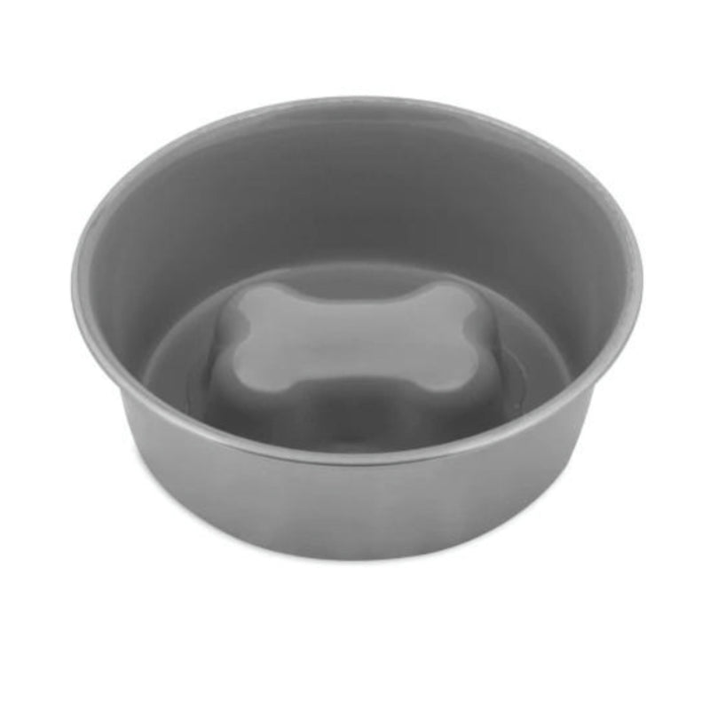 Petmate Painted Stainless Steel Slow Feed Bowl