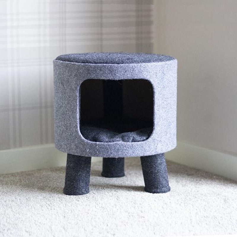 Rosewood Catwalk Collection Charcoal Felt Cat Den & Stool