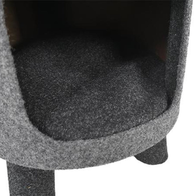 Rosewood Catwalk Collection Charcoal Felt Cat Den & Stool