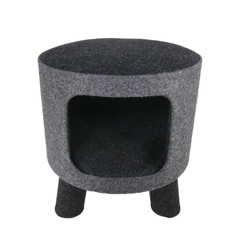 Rosewood Catwalk Collection Charcoal Felt Cat Den & Stool