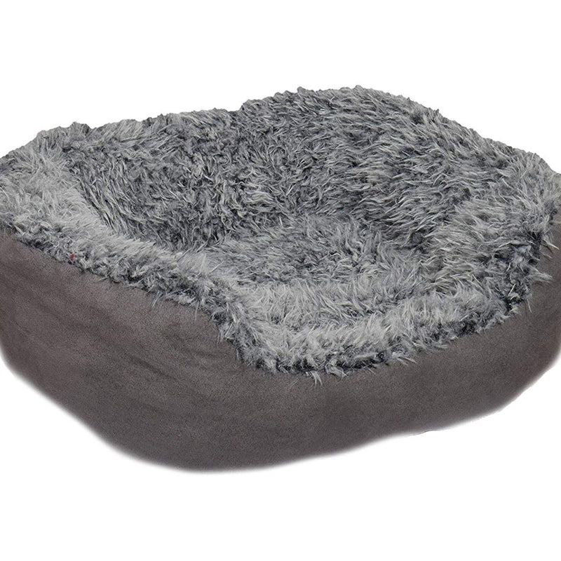 Rosewood Grey Lion Faux Suede Oval Pet Bed