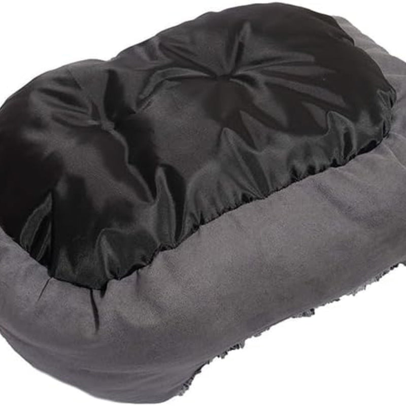 Rosewood Grey Lion Faux Suede Oval Pet Bed