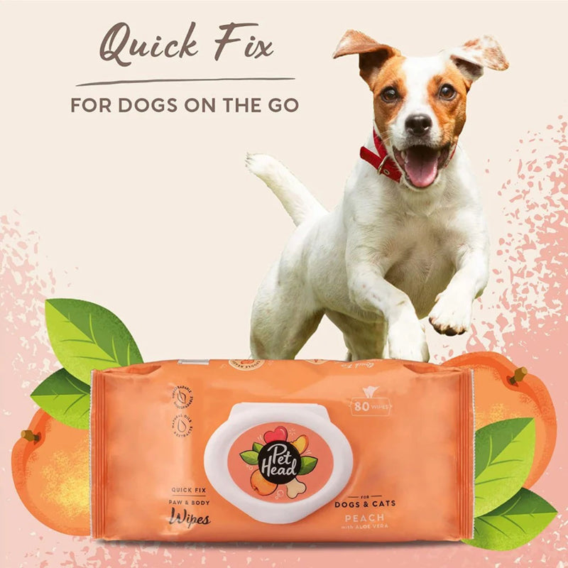 Pet Head Quick Fix Wipes Pack of 100 - Peach