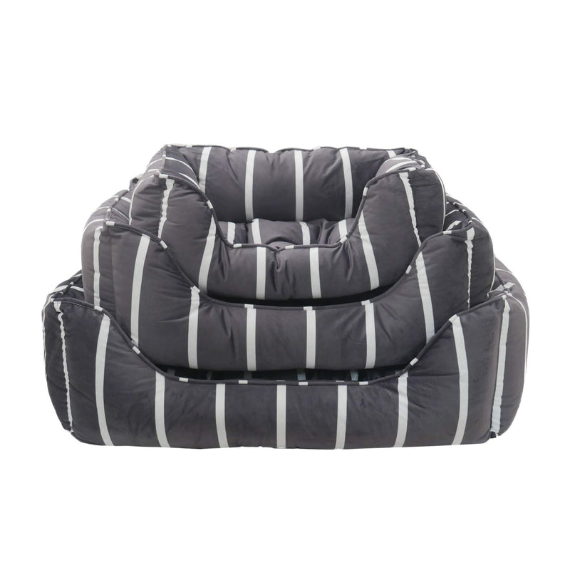 Rosewood Grey Velvet Stripes Square Bed