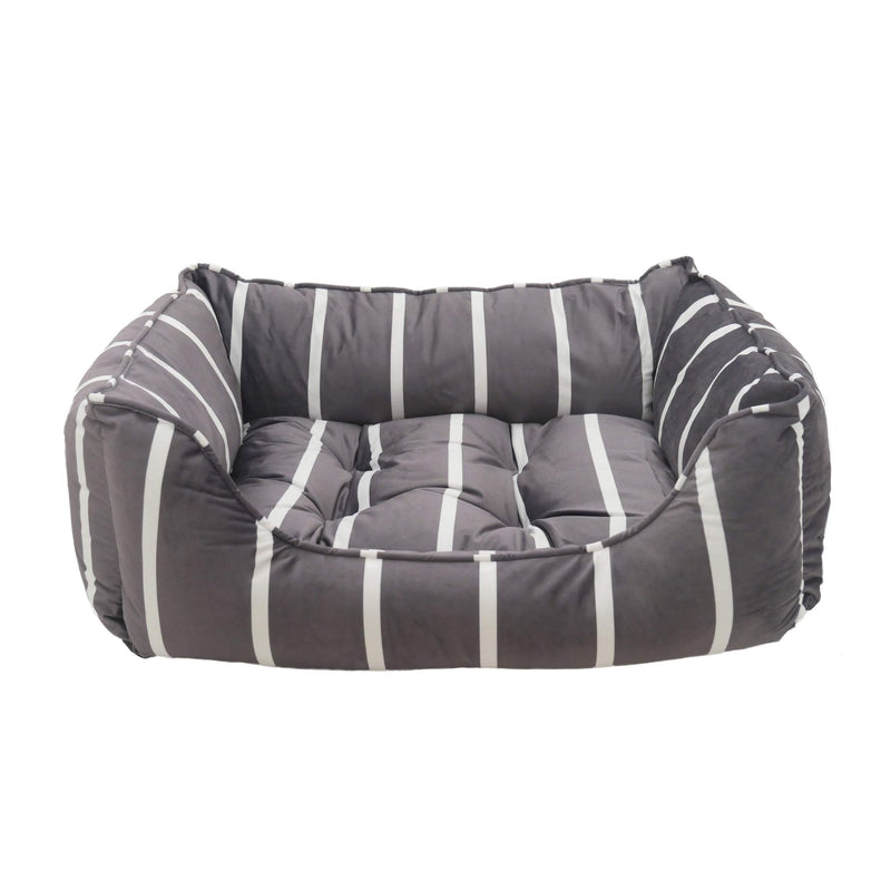 Rosewood Grey Velvet Stripes Square Bed