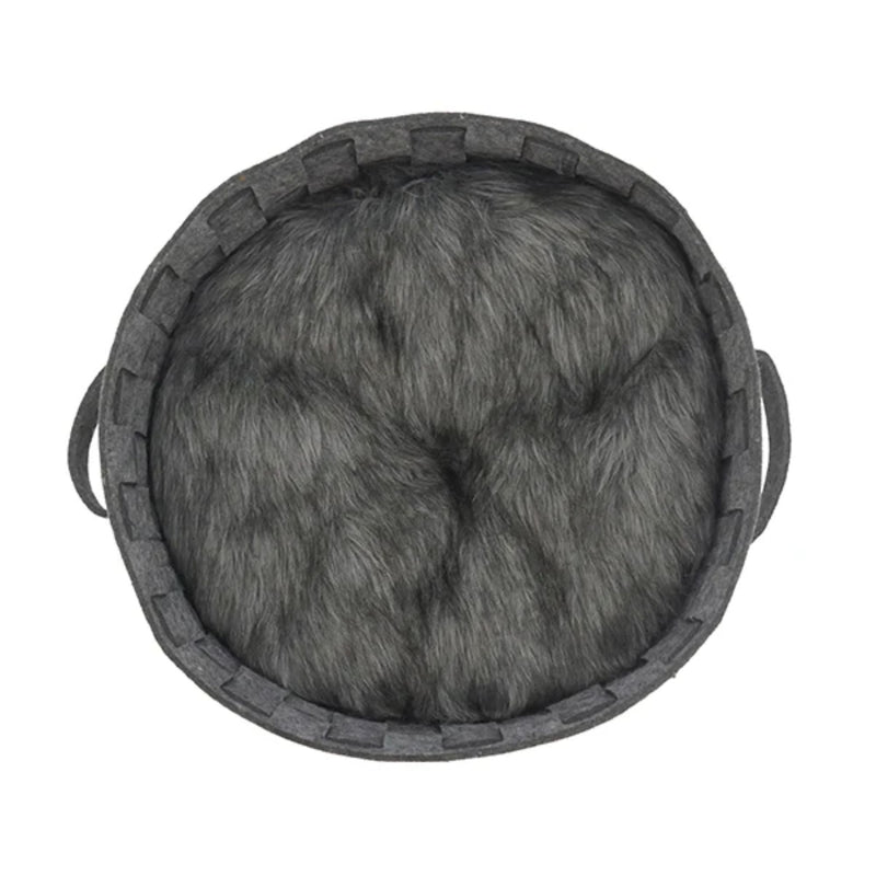 Rosewood Silver Felt & Faux Fur Plaited Dog & Cat Bed