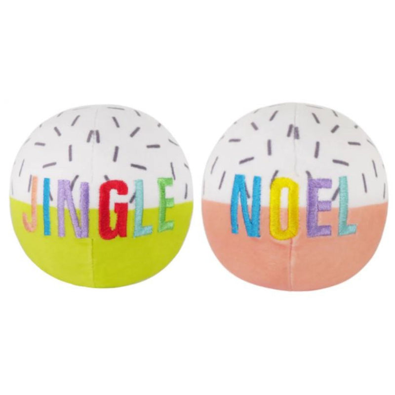 Rosewood Festive Plush Ball Duo Soft Squeaky Christmas Dog Toys