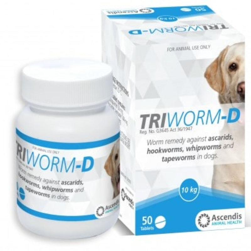 Triworm-D Dewormer for Dogs Tub 50 Tablets