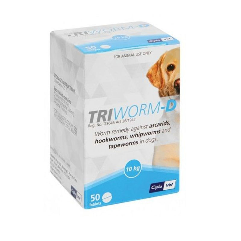 Triworm-D Dewormer for Dogs Tub 50 Tablets