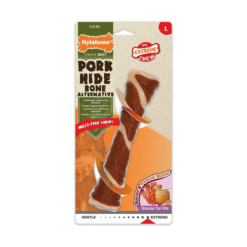 Nylabone Extreme Pork Hide Bone – Bacon & Peanut Butter Flavour