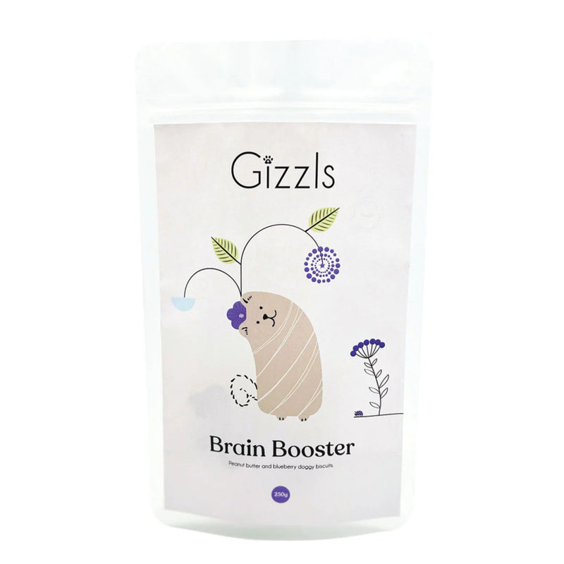 Gizzls Brain Booster Peanut Butter & Blueberry Dog Treats