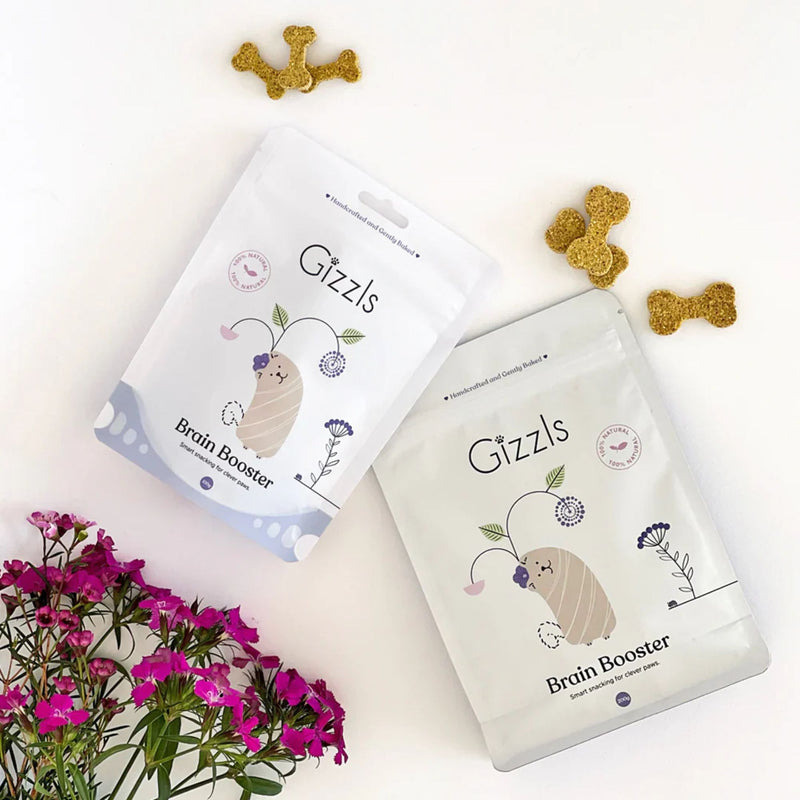 Gizzls Brain Booster Peanut Butter & Blueberry Dog Treats