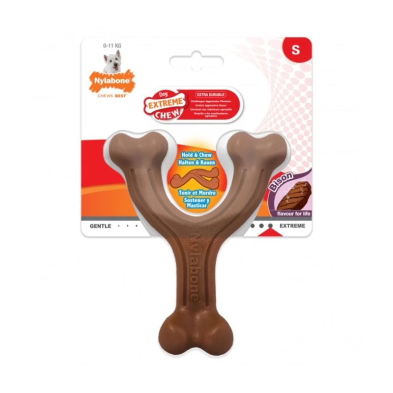 Nylabone Natural Alternatives Extreme Chew Wishbone Dog Toy - Bison Flavour