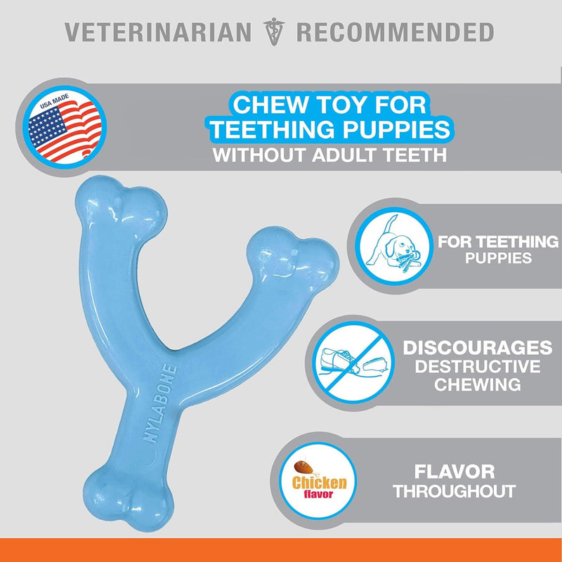 Nylabone Puppy Wishbone Teething Chicken Flavour Dog Chew Toy