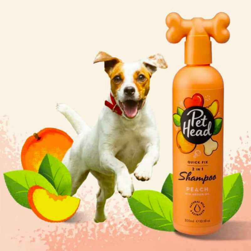 Pet Head Quick Fix 2-in-1 Dog Shampoo – Peach & Argan Oil, 300ml
