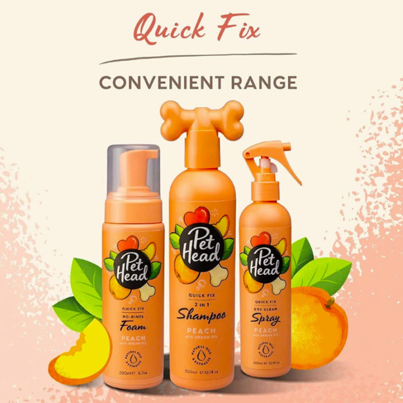 Pet Head Quick Fix Dry Clean Spray – Peach & Argan Oil, 200ml