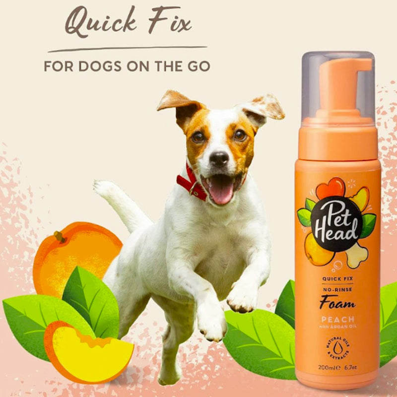 Pet Head Quick Fix No-Rinse Foam – Peach & Argan Oil, 150ml
