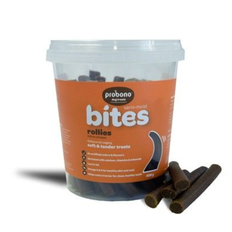 Probono Semi-Moist Chicken Rollies Dog Treats