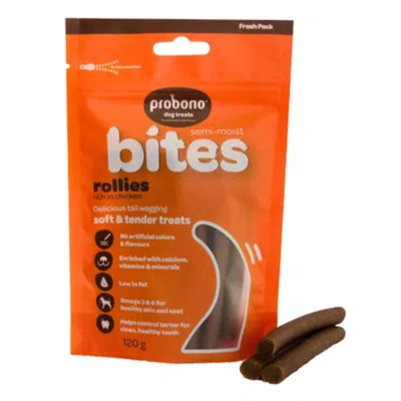 Probono Semi-Moist Chicken Rollies Dog Treats