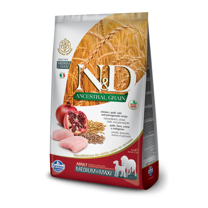 Farmina N&D Ancestral Grain Italian Chicken & Pomegranate Adult Medium & Maxi Breed